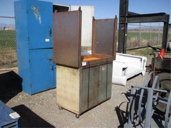 Lot Of Metal Rolling Cabinet & Rolling Table