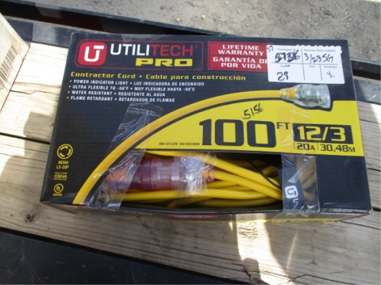 Lot Of Utilitech Pro 100' 12/3 Extension Cord