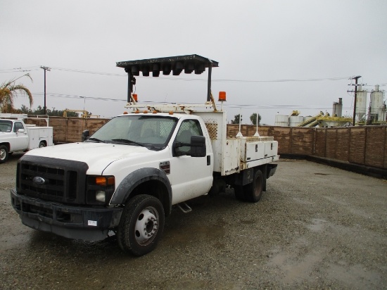 2008 Ford F550 XL S/A Flatbed Utility Truck,