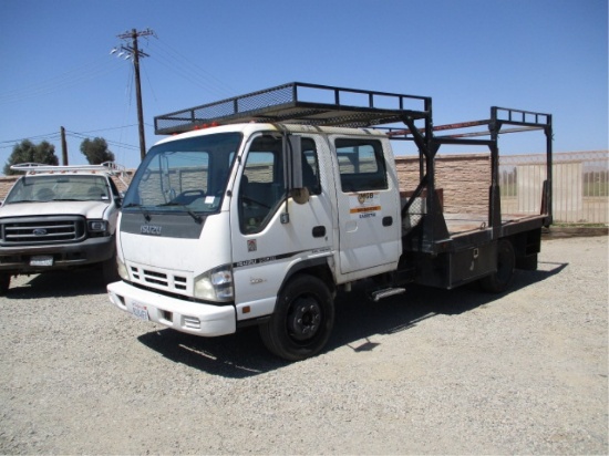 2006 Isuzu NQR Crew-Cab S/A Utility Flatbed Truck,