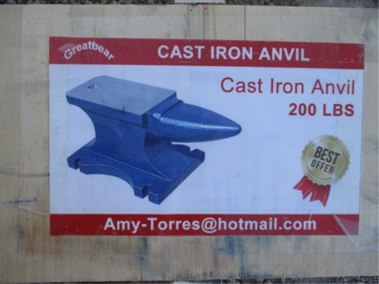 Unused Great Bear 200# Cast Iron Anvil