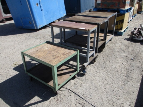 Lot Of (4) Misc Size Metal Rolling Carts