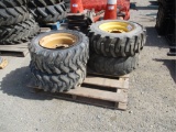 Lot Of (4) Skid Steer Rims & Tires,