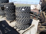 Lot Of (4) 9-Lug Solid Rubber Tires & Rims