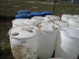 Lot Of (11) 55 Gallon Poly Barrels