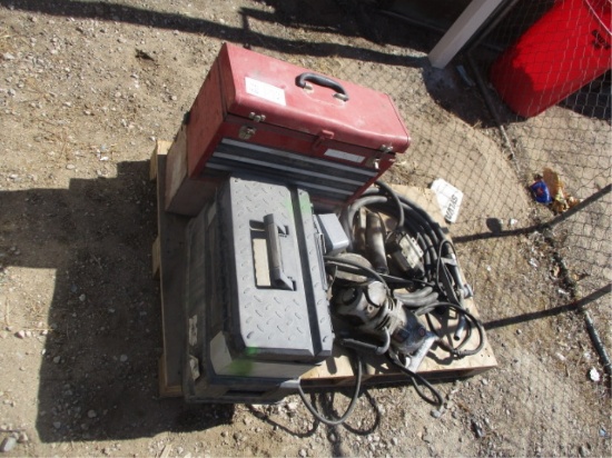 Lot Of (2) Tool Boxes, Skill Saw & Fuel Pump