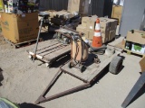 Lot Of (2) Wooden Yard Carts, Table Saw,