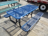Lot Of Blue Metal Picnic Table