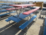 Lot Of (2) Blue & Red Picnic Tables