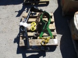 Lot Of Pipe Clamps, Tow Hitch, Chain & Hook