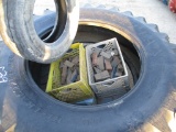 Lot of Assorted Bucket Teeth & (2) Misc Tires