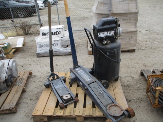 Lot Of (2) Floor Jacks & (1) Air Compressor