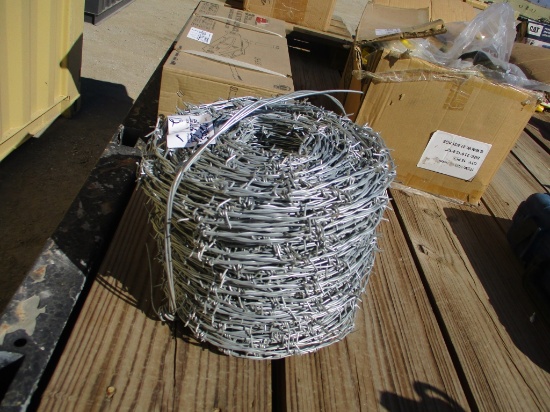 New Unused Roll Of Galvanized Steel Barbed Wire