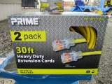 (2) New Unused Prime 30' HD Extension Cords