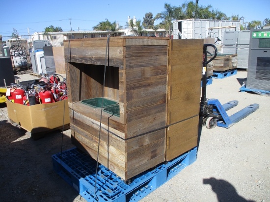 Lot Of (2) Wooden Trash/Recycling Station Bins