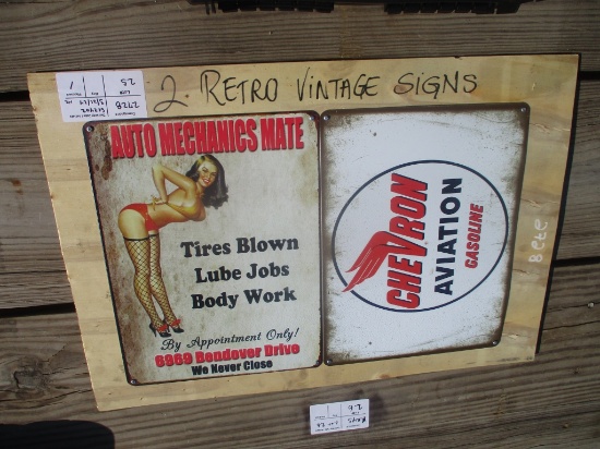 Lot Of (2) Retro Vintage Signs