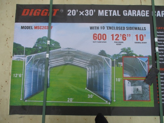 New Unused Diggit 20' x 30' Metal Garage Carport