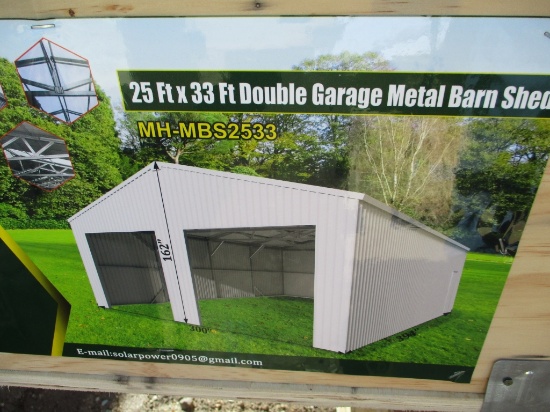 New Unused 26'x33' Double Garage Steel Barn Shed,