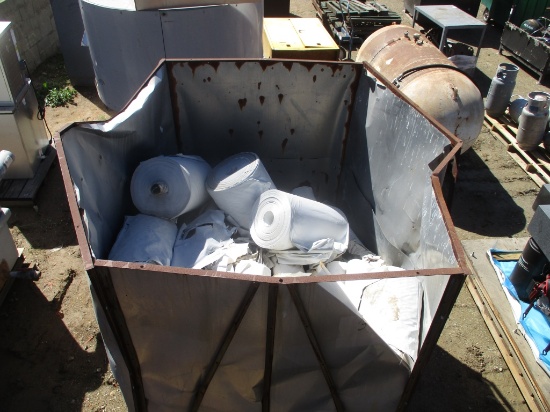 Lot Of Metal Container W/Misc Canvas Rolls