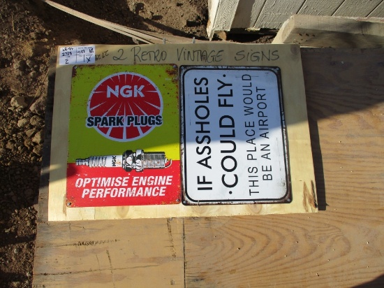 Lot Of (2) Retro Vintage Signs