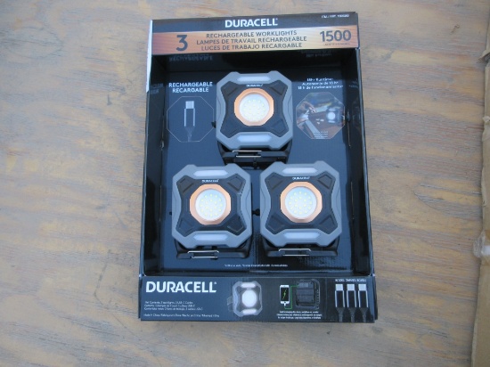 (3) New Unused Duracell Rechargeable Worklights,