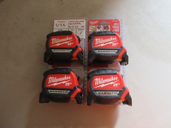 (4) New Unused Milwaukee Magnetic Tape Measures,