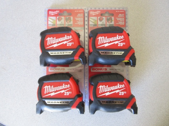 (4) New Unused Milwaukee Magnetic Tape Measures,