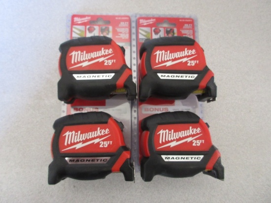 (4) New Unused Milwaukee Magnetic Tape Measures,
