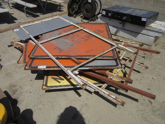 Lot Of Misc Traffic Caution Signs W/Stands