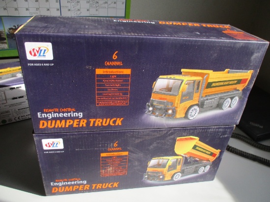 (2) New Unused WLL Remote Control Toy Dump Trucks