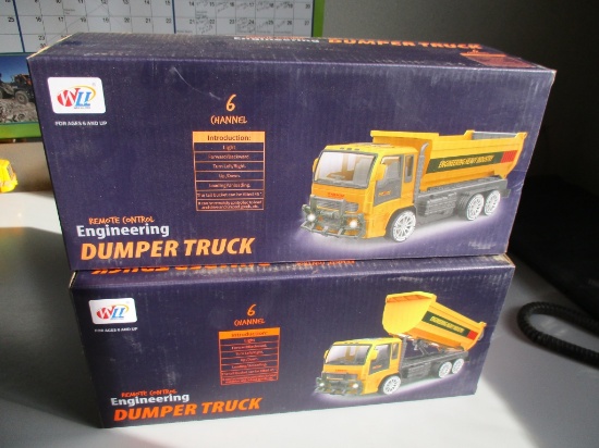 (2) New Unused WLL Remote Control Toy Dump Trucks