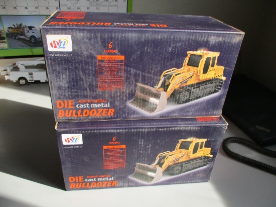 (2) New Unused WLL Remote Control Toy Bull Dozers,