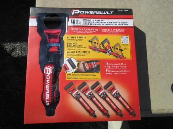 (4) New 16' x 1.5" Powerbuilt Ratchet Straps,