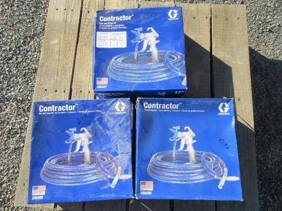 Lot Of (3) Grace Contractor Paint Guns W/Hoses