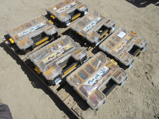 (6) Dewalt Screw Bins W/Misc Screws & Fasteners