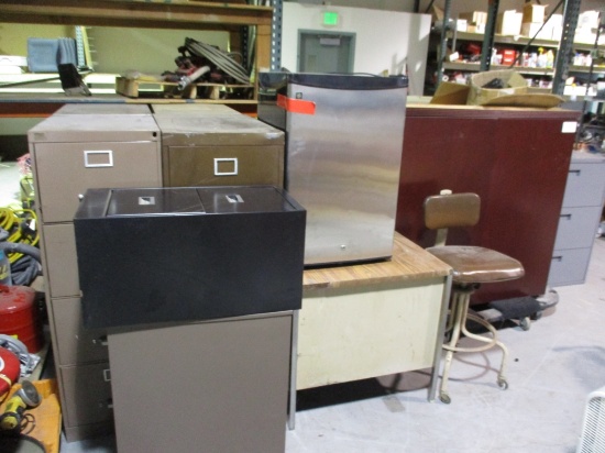 Lot Of Misc Furniture, File Cabinet, Desk,