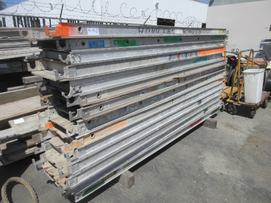 Lot Of (14) Aluminum/Wood 10' x 18" Scaffold