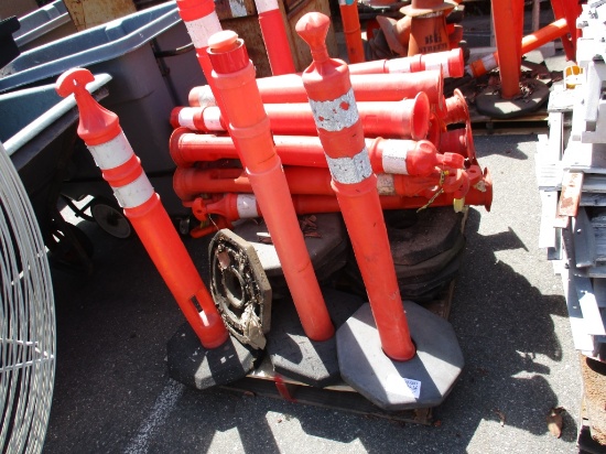 Lot Of Traffic Delineator Cones W/Bases