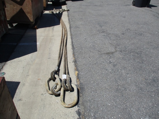 Lot Of (2) 1.5" Two-Leg Wire Rope W/Hooks