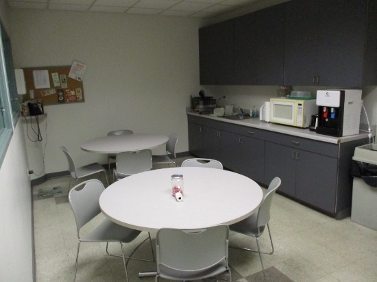 Lot Of (2) Round Tables W/Chairs, Refrigerator,