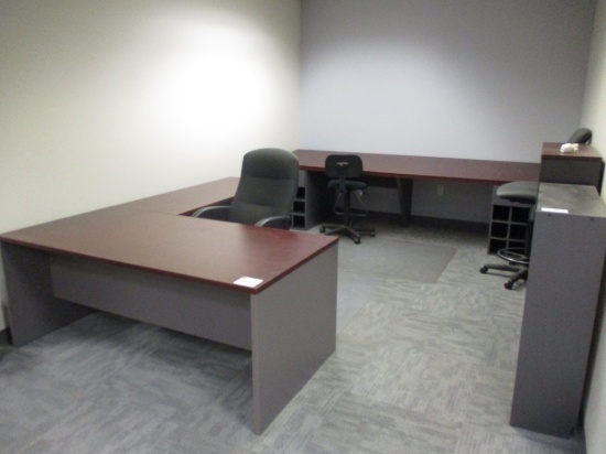 Lot Of Misc Office Furniture, Secretary Desk,
