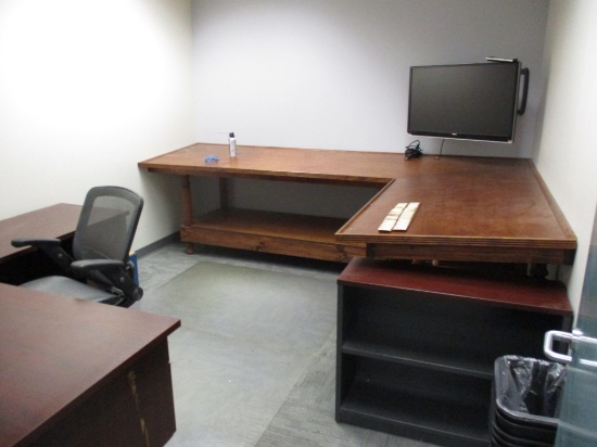 Lot Of Secretary Desk, Chair, Plan Corner Table,
