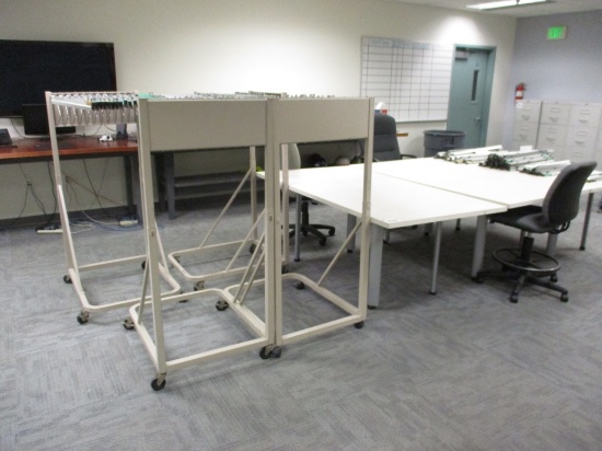 (3) Rolling Plan Tables W/Plan Hanger Stands,