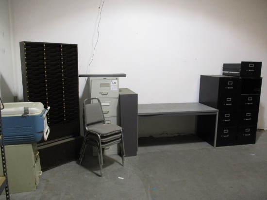 Lot Of Misc Office Items, Metal Cabinet, Chairs,