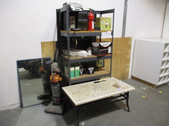 Lot Of Boltless Shelving W/Contents, Vacuum,