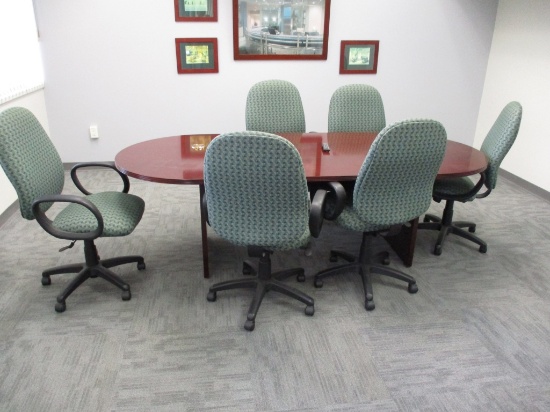 Lot Of Table, (6) Chairs & (1) Credenza Only,