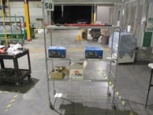 Lot Of Rolling Steel Rack W/Contents,