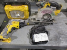 Lot Of Dewalt Saw, Flash Light, Drill, & Charger,