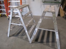 Lot Of (2) 4' Aluminum Saw Horse Step Up Bench