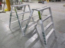Lot Of (2) 4' Aluminum A-Frame Ladders
